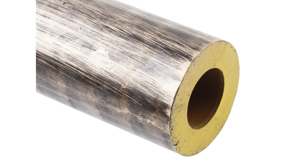 Round Phosphor Bronze Metal Tube, 2 1/2in OD, 1 1/2in ID, 13in L, 2.5in W, 1in Thickness